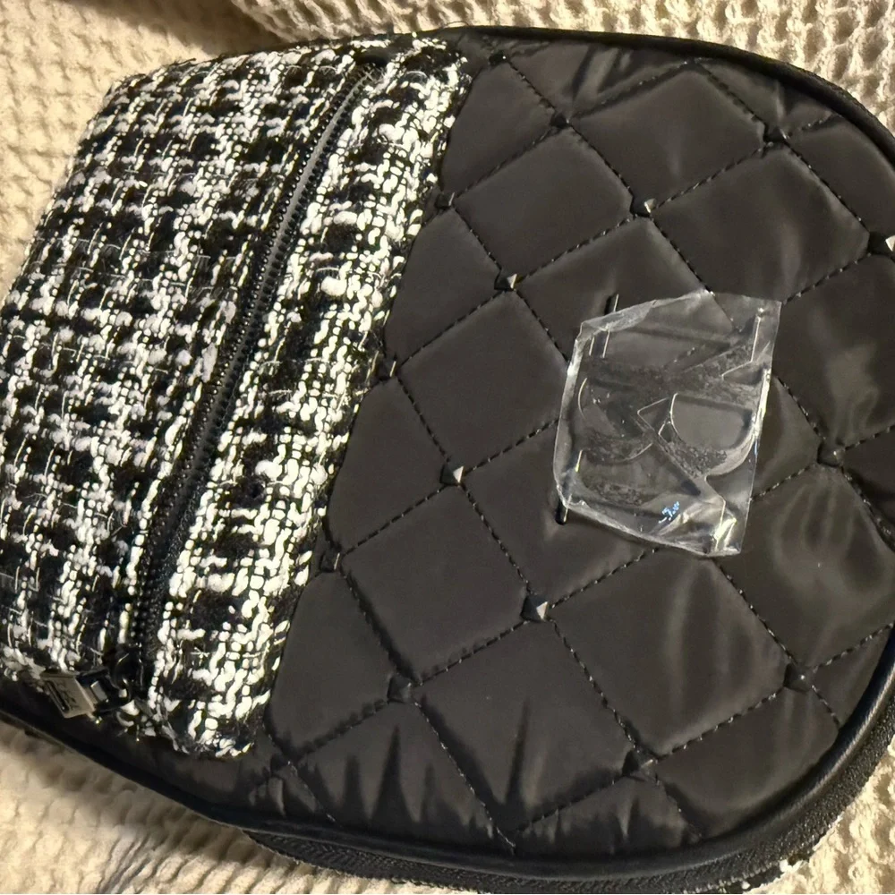 Badgley Mischka Studded Quilted Vegan Leather Backpack – Tweed Pocket – NWT